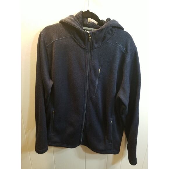 Head Mens Navy Blue Full Zip Hooded L/S Fleece‎ Lined Jacket Size Medium - Picture 1 of 8
